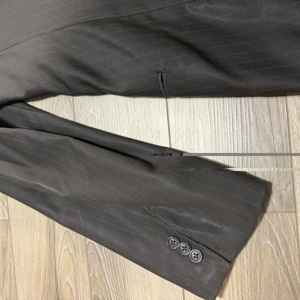 VTG Giorgio Armani Mani 44L Black Pinstripe Blazer Suit Jacket Sport Coat Wool